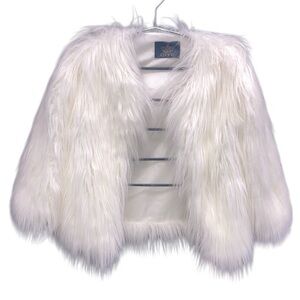 Designer girls White Faux Fur Jacket size small /14
